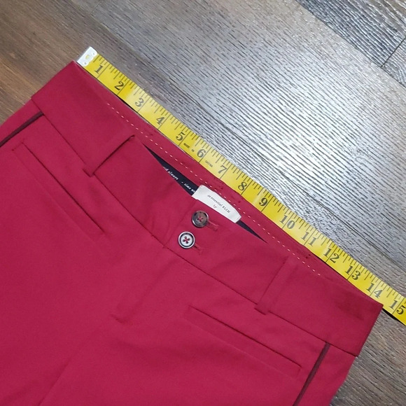 Anthropologie the essential slim magenta piped cropped trouser pants - Picture 5 of 8